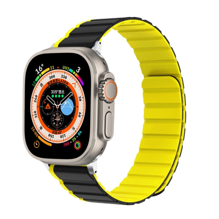 For Apple Watch Ultra 2 49mm ZGA Two Color Magnetic Silicone Watch Band(Grey+Yellow) - Watch Bands by ZGA | Online Shopping South Africa | PMC Jewellery | Buy Now Pay Later Mobicred