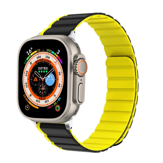 For Apple Watch Series 8 45mm ZGA Two Color Magnetic Silicone Watch Band(Grey+Yellow) - Watch Bands by ZGA | Online Shopping South Africa | PMC Jewellery
