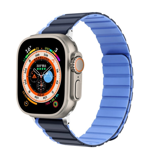 For Apple Watch Series 8 45mm ZGA Two Color Magnetic Silicone Watch Band(Dark Blue+Light Blue) - Watch Bands by ZGA | Online Shopping South Africa | PMC Jewellery