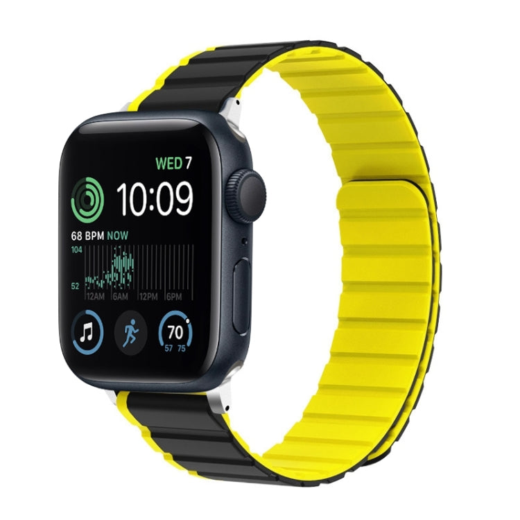 For Apple Watch SE 2022 44mm ZGA Two Color Magnetic Silicone Watch Band(Grey+Yellow) - Watch Bands by ZGA | Online Shopping South Africa | PMC Jewellery | Buy Now Pay Later Mobicred