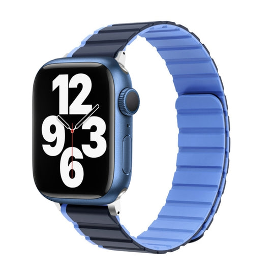 For Apple Watch Series 7 45mm ZGA Two Color Magnetic Silicone Watch Band(Dark Blue+Light Blue) - Watch Bands by ZGA | Online Shopping South Africa | PMC Jewellery | Buy Now Pay Later Mobicred