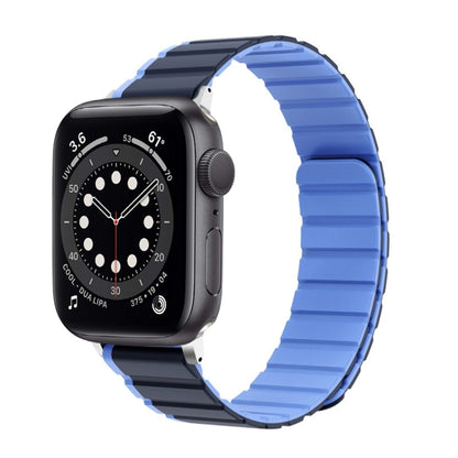 For Apple Watch Series 6 44mm ZGA Two Color Magnetic Silicone Watch Band(Dark Blue+Light Blue) - Watch Bands by ZGA | Online Shopping South Africa | PMC Jewellery | Buy Now Pay Later Mobicred