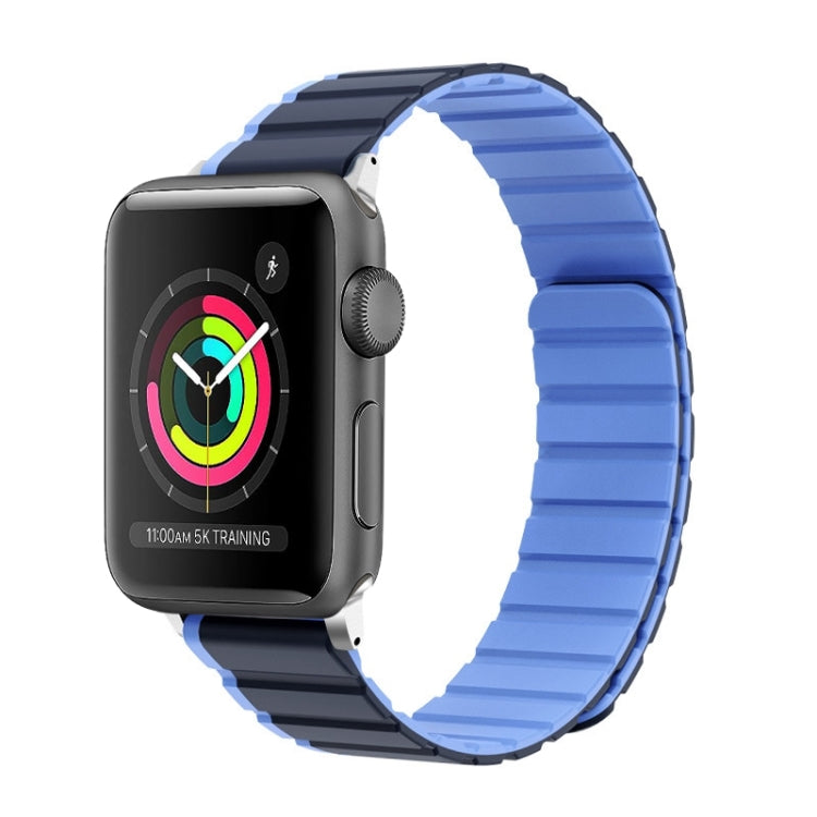 For Apple Watch 42mm ZGA Two Color Magnetic Silicone Watch Band(Dark Blue+Light Blue) - Watch Bands by ZGA | Online Shopping South Africa | PMC Jewellery | Buy Now Pay Later Mobicred