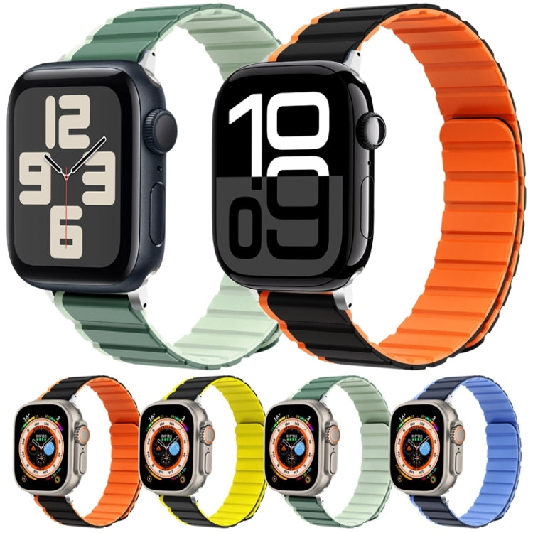 For Apple Watch Series 3 42mm ZGA Two Color Magnetic Silicone Watch Band(Dark Blue+Light Blue) - Watch Bands by ZGA | Online Shopping South Africa | PMC Jewellery | Buy Now Pay Later Mobicred