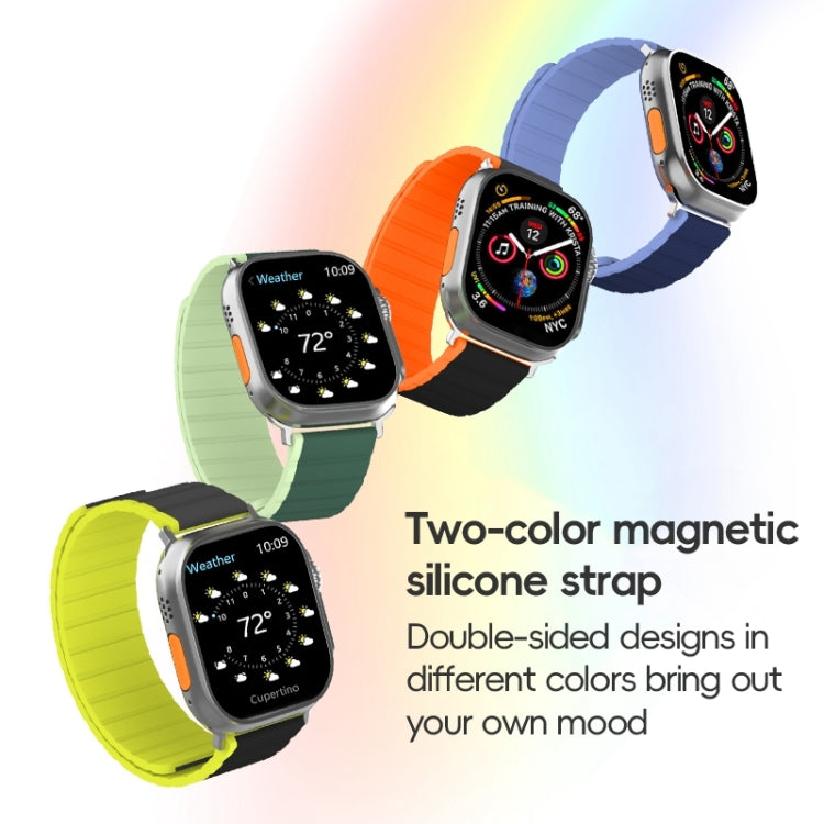 For Apple Watch Series 3 42mm ZGA Two Color Magnetic Silicone Watch Band(Black+Orange) - Watch Bands by ZGA | Online Shopping South Africa | PMC Jewellery | Buy Now Pay Later Mobicred