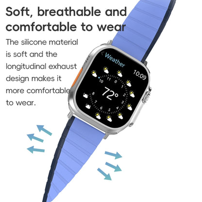 For Apple Watch Series 8 45mm ZGA Two Color Magnetic Silicone Watch Band(Dark Blue+Light Blue) - Watch Bands by ZGA | Online Shopping South Africa | PMC Jewellery