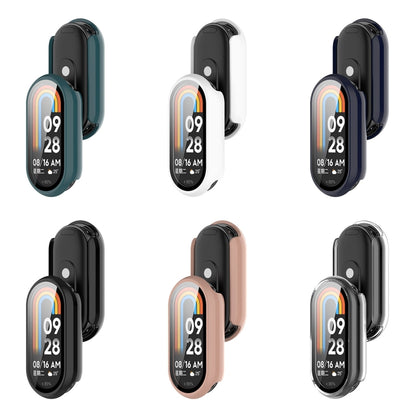 For Xiaomi Mi Band 8 PC + Tempered Film Integrated Protective Watch Case(Transparent White) - Watch Cases by PMC Jewellery | Online Shopping South Africa | PMC Jewellery