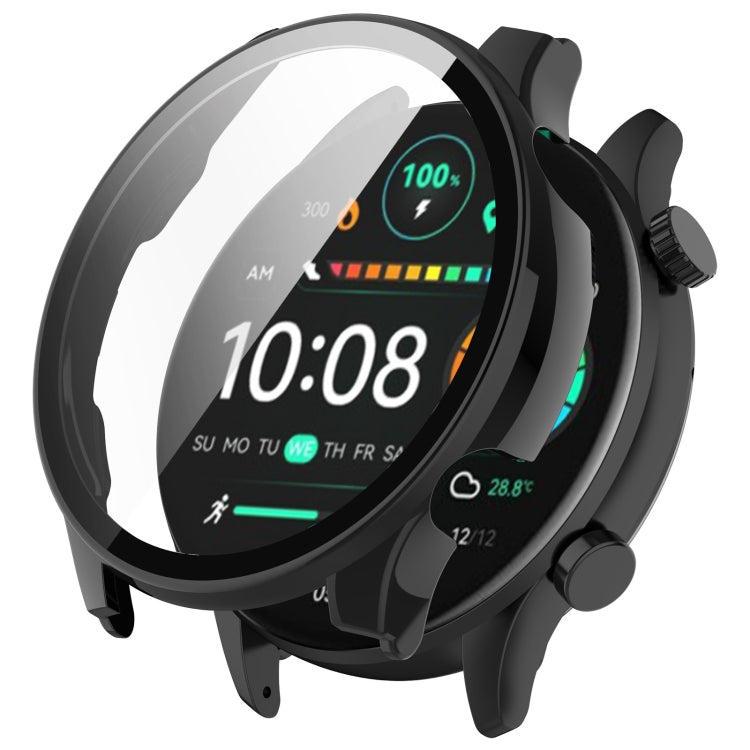 For Xiaomi Haylou RT3 / Solar Plus LS16 PC + Tempered Film Integrated Watch Protective Case(Black) - Watch Cases by PMC Jewellery | Online Shopping South Africa | PMC Jewellery