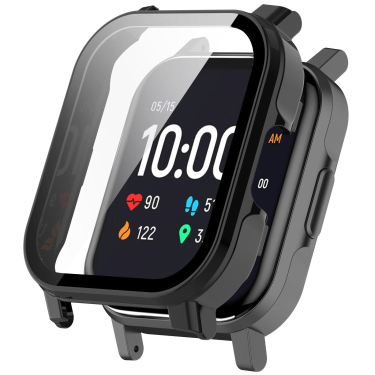 For Xiaomi Haylou Watch 2 LS02 PC + Tempered Film Integrated Watch Protective Case(Black) - Watch Cases by PMC Jewellery | Online Shopping South Africa | PMC Jewellery