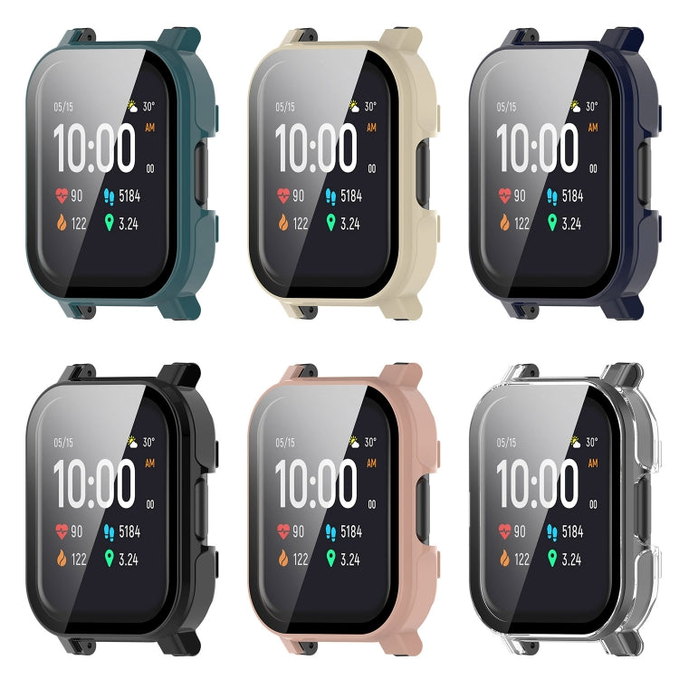 For Xiaomi Haylou Watch 2 LS02 PC + Tempered Film Integrated Watch Protective Case(Black) - Watch Cases by PMC Jewellery | Online Shopping South Africa | PMC Jewellery