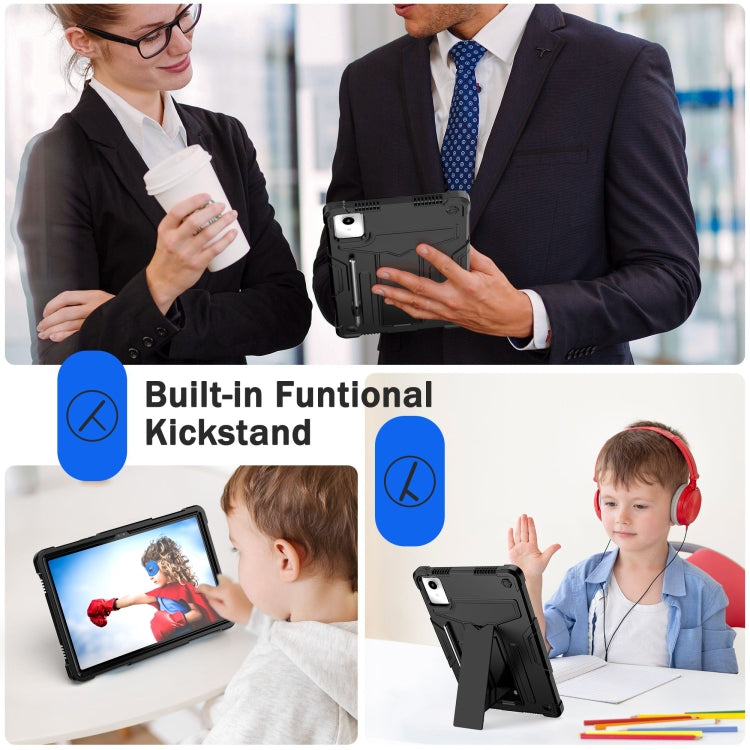 For Lenovo Tab M11/ Xiaoxin Pad 11 2024 T Holder Robot Silicone Hybrid PC Tablet Case(Black) - Lenovo by PMC Jewellery | Online Shopping South Africa | PMC Jewellery | Buy Now Pay Later Mobicred