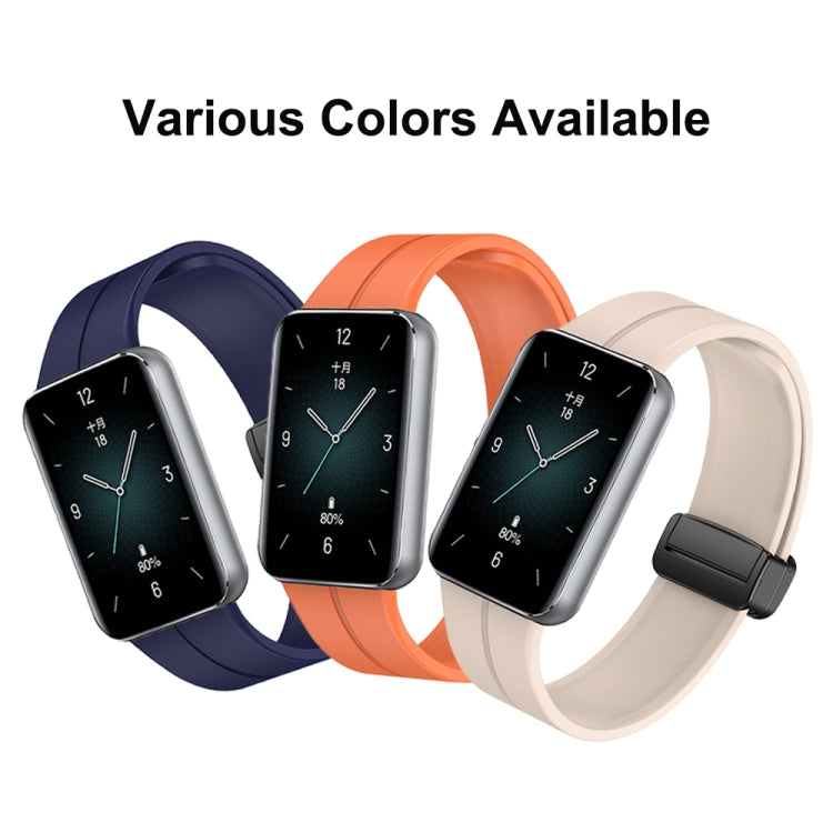 For Honor Band 9 Magnetic Folding Black Buckle Silicone Watch Band(Orange) - Watch Bands by PMC TechLife | Online Shopping South Africa | PMC TechLife