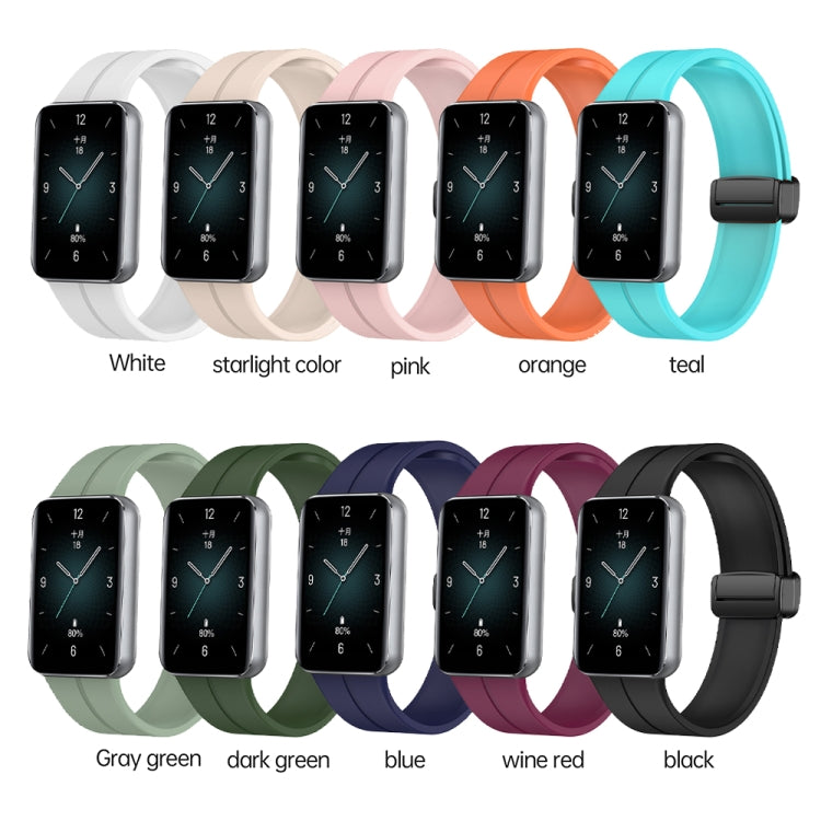 For Honor Band 9 Magnetic Folding Black Buckle Silicone Watch Band(Orange) - Watch Bands by PMC TechLife | Online Shopping South Africa | PMC TechLife