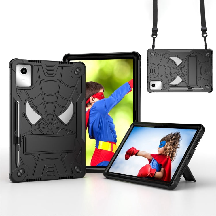For Lenovo Tab M11/ Xiaoxin Pad 11 2024 Fold-Holder Spider Silicone Hybrid PC Tablet Case(Black) - Lenovo by PMC Jewellery | Online Shopping South Africa | PMC Jewellery | Buy Now Pay Later Mobicred