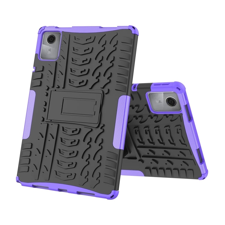 For Lenovo Tab M11/ Xiaoxin Pad 11 2024 Tire Texture TPU Hybrid PC Tablet Case with Holder(Purple) - Lenovo by PMC Jewellery | Online Shopping South Africa | PMC Jewellery | Buy Now Pay Later Mobicred