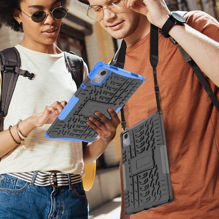 For Lenovo Tab M11/ Xiaoxin Pad 11 2024 Tire Texture TPU Hybrid PC Tablet Case with Holder(Black) - Lenovo by PMC Jewellery | Online Shopping South Africa | PMC Jewellery | Buy Now Pay Later Mobicred