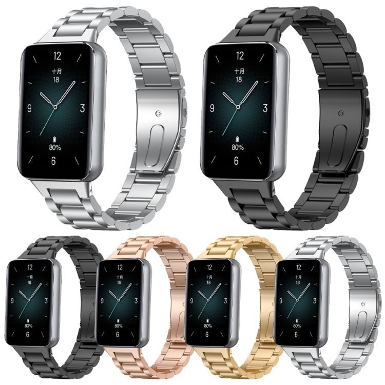 For Honor Band 9 Three Strains Metal Watch Band(Black) - Watch Bands by PMC TechLife | Online Shopping South Africa | PMC TechLife