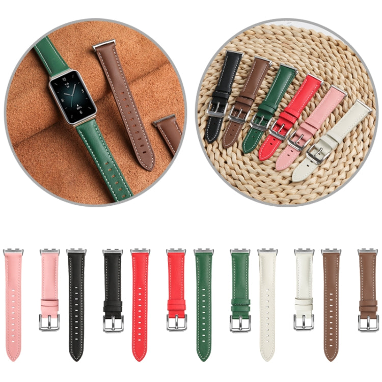 For Honor Band 9 Genuine Leather Watch Band(Creamy White) - Watch Bands by PMC TechLife | Online Shopping South Africa | PMC TechLife