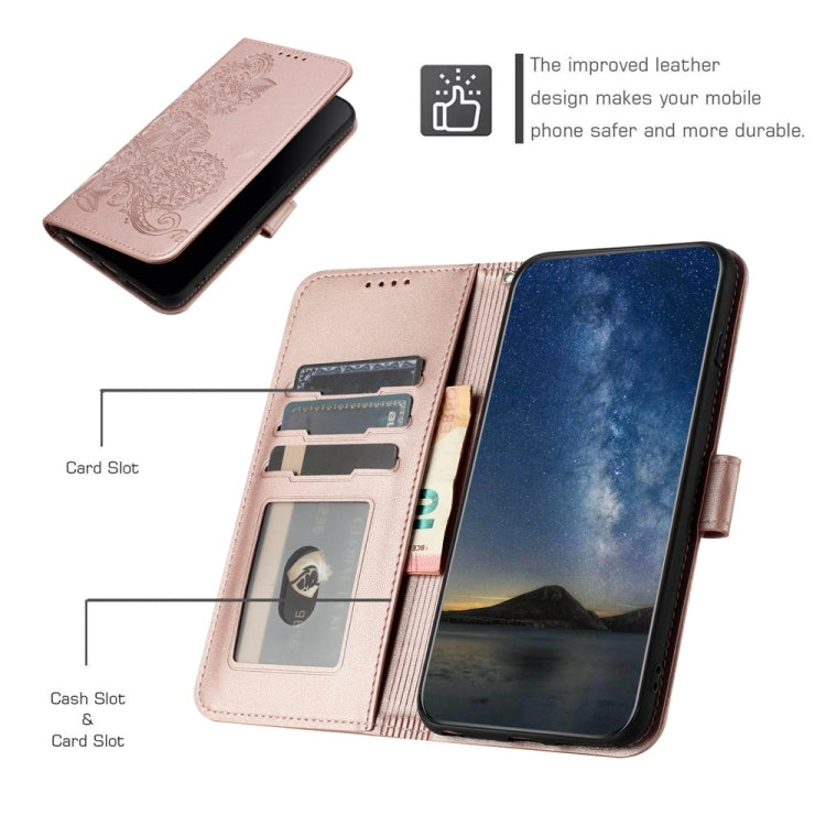 For iPhone 16 Pro Datura Flower Embossed Flip Leather Phone Case(Rose Gold) - iPhone 16 Pro Cases by PMC Jewellery | Online Shopping South Africa | PMC Jewellery | Buy Now Pay Later Mobicred