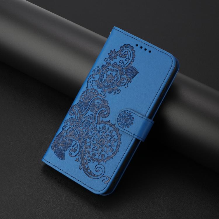 For iPhone 17 Air Datura Flower Embossed Flip Leather Phone Case(Blue) - free shipping - PMc TechLife - Order now!