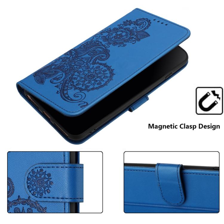 For iPhone 17 Air Datura Flower Embossed Flip Leather Phone Case(Blue) - free shipping - PMc TechLife - Order now!