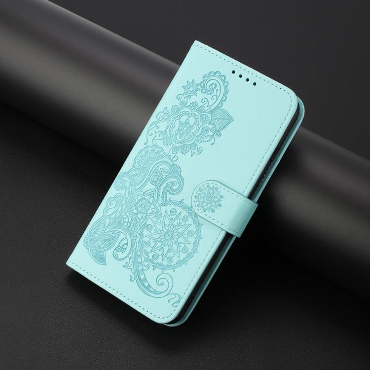For iPhone 17 Datura Flower Embossed Flip Leather Phone Case(Light Blue) - free shipping - PMc TechLife - Order now!