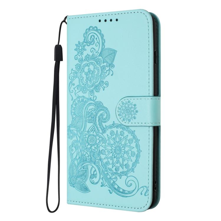 For iPhone 17 Pro Max Datura Flower Embossed Flip Leather Phone Case(Light Blue) - free shipping - PMc TechLife - Order now!