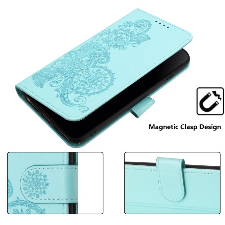 For iPhone 17 Pro Max Datura Flower Embossed Flip Leather Phone Case(Light Blue) - free shipping - PMc TechLife - Order now!
