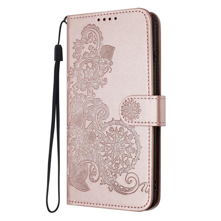 For iPhone 17 Pro Max Datura Flower Embossed Flip Leather Phone Case(Rose Gold) - free shipping - PMc TechLife - Order now!