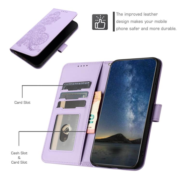 For iPhone 17 Pro Datura Flower Embossed Flip Leather Phone Case(Purple) - free shipping - PMc TechLife - Order now!