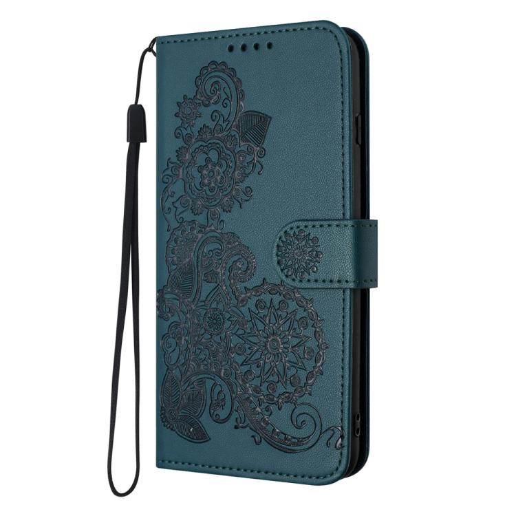For iPhone 17 Pro Datura Flower Embossed Flip Leather Phone Case(Dark Green) - free shipping - PMc TechLife - Order now!