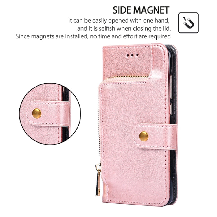 For Motorola Edge 5G 2024 Zipper Bag Leather Phone Case(Rose Gold) - Motorola Cases by PMC Jewellery | Online Shopping South Africa | PMC Jewellery | Buy Now Pay Later Mobicred