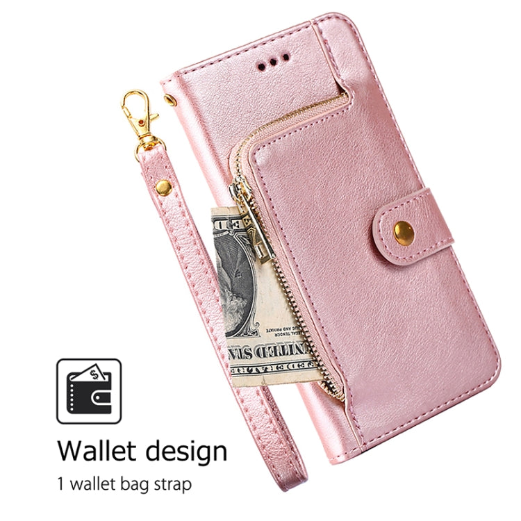 For Motorola Edge 5G 2024 Zipper Bag Leather Phone Case(Rose Gold) - Motorola Cases by PMC Jewellery | Online Shopping South Africa | PMC Jewellery | Buy Now Pay Later Mobicred