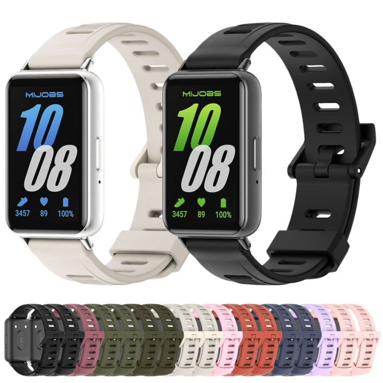 For Samsung Galaxy Fit 3 Mijobs Flat Hole Silicone Watch Band(Midnight Blue+Black) - free shipping - PMc TechLife - Order now!