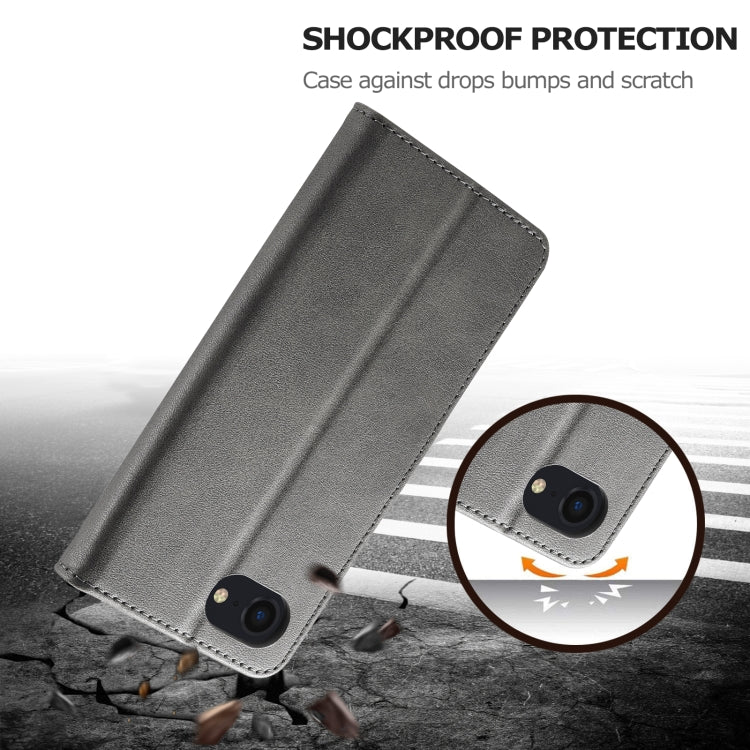 LC.IMEEKE Calf Texture Horizontal Flip Leather Case For iPhone 16e(Grey) - iPhone 16e Cases by LC.IMEEKE | Online Shopping South Africa | PMC TechLife | Buy Now Pay Later Mobicred