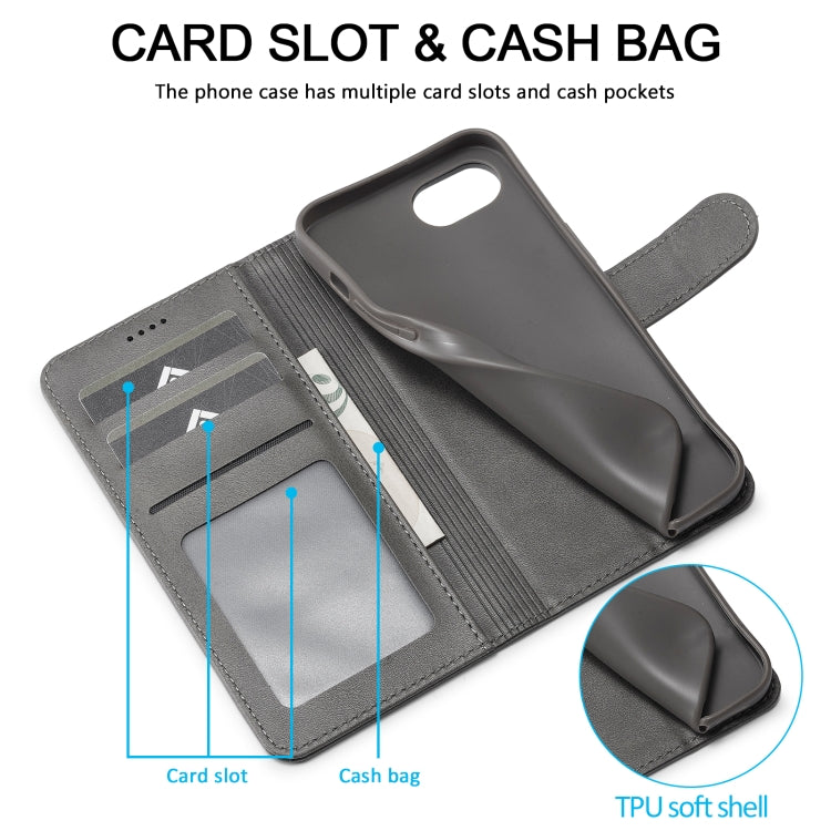 LC.IMEEKE Calf Texture Horizontal Flip Leather Case For iPhone 16e(Grey) - iPhone 16e Cases by LC.IMEEKE | Online Shopping South Africa | PMC TechLife | Buy Now Pay Later Mobicred