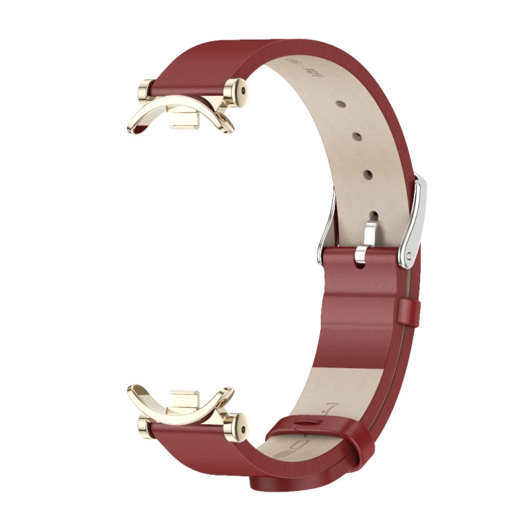 For Xiaomi Smart Band 10 / 9 / 8 Mijobs GT4 First Layer Cowhide Watch Band(Red Light Gold) - free shipping - PMc TechLife - Order now!