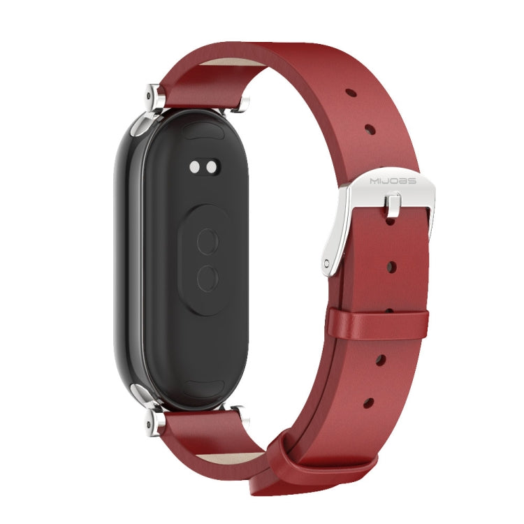 For Xiaomi Smart Band 10 / 9 / 8 Mijobs GT4 First Layer Cowhide Watch Band(Red Silver) - free shipping - PMc TechLife - Order now!