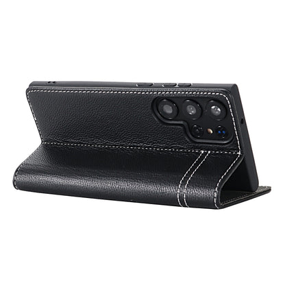 For Samsung Galaxy S24 5G GEBEI Top-grain Horizontal Flip Leather Phone Case(Black) - Galaxy S24 5G Cases by GEBEI | Online Shopping South Africa | PMC Jewellery | Buy Now Pay Later Mobicred