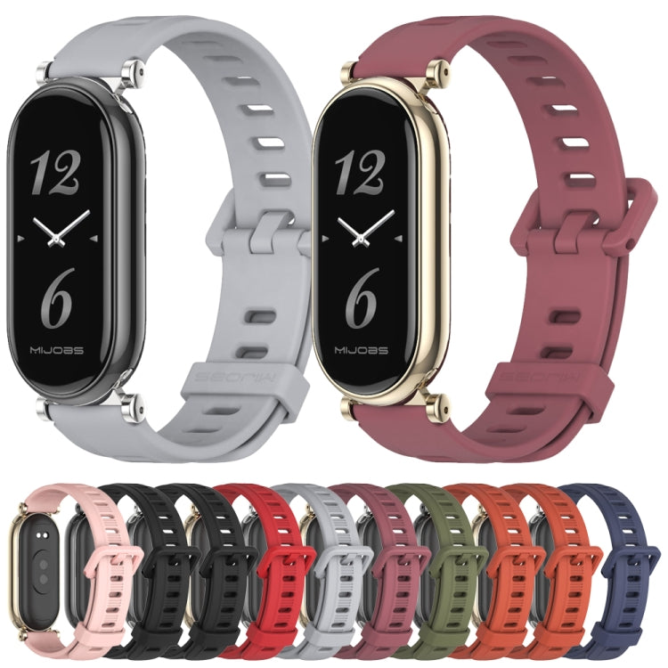 For Xiaomi Mi Band 8 Mijobs GT4 Flat Hole Silicone Watch Band(Grey Silver) - Watch Bands by MIJOBS | Online Shopping South Africa | PMC TechLife