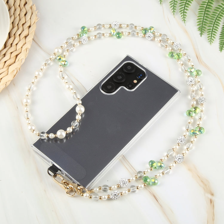 Mobile Phone Anti-lost Long Chain Flash Diamond Pearl Crossbody Lanyard(Green) - Lanyards & Wrist Straps by PMc TechLife | Online Shopping South Africa | PMc TechLife | Buy Now Pay Later Mobicred