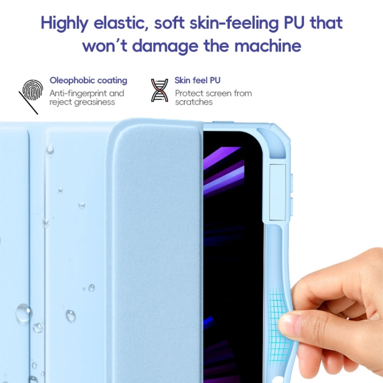 For iPad Pro 12.9 2022/2021/2020 ZGA Tri-Fold Voltage Smart Leather Tablet Case(Ice Blue) - free shipping - PMc TechLife - Order now!