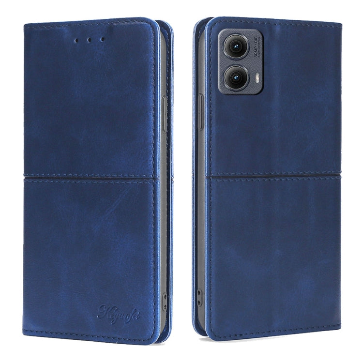 For Motorola Edge 5G 2024 Cow Texture Magnetic Leather Phone Case(Blue) - Motorola Cases by PMC Jewellery | Online Shopping South Africa | PMC Jewellery | Buy Now Pay Later Mobicred