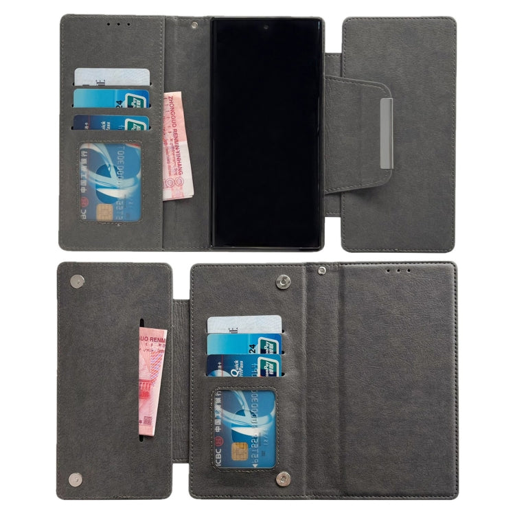 For Google Pixel 9 / Pixel 9 Pro Multifunctional 7-Card Wallet Leather Phone Case(Grey) - Google Cases by PMC TechLife | Online Shopping South Africa | PMC TechLife | Buy Now Pay Later Mobicred