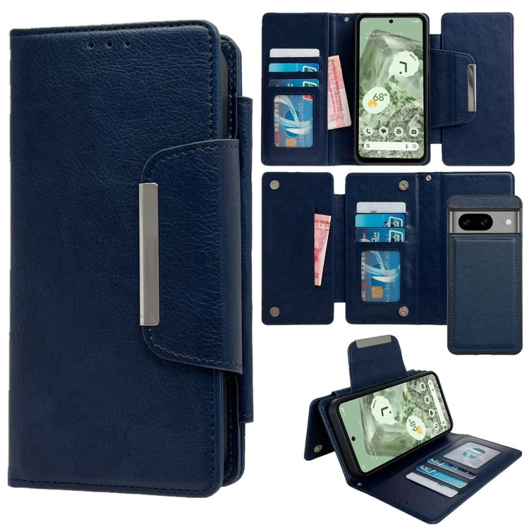 For Google Pixel 7 Multifunctional 7-Card Wallet Leather Phone Case(Royal Blue) - Google Cases by PMC TechLife | Online Shopping South Africa | PMC TechLife | Buy Now Pay Later Mobicred