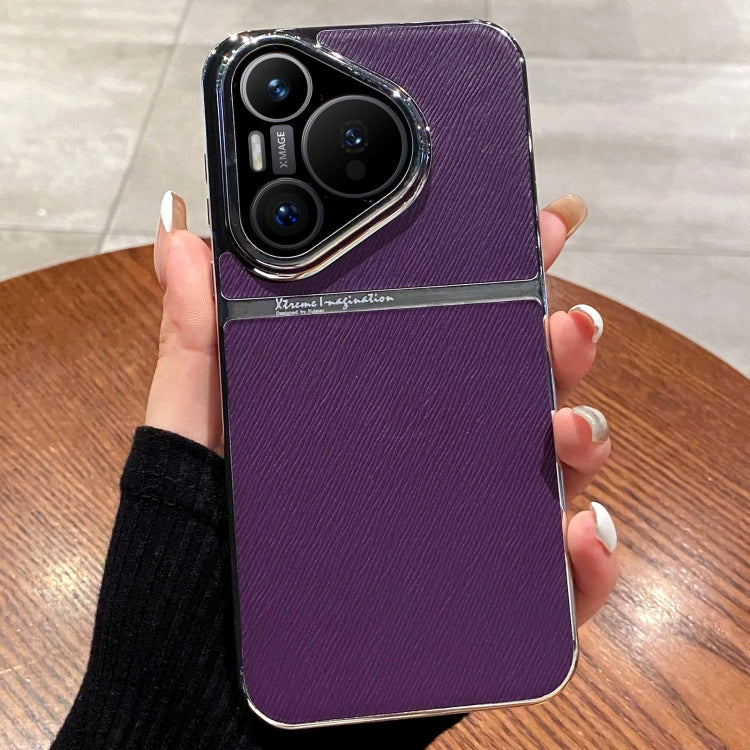 For Huawei Pura 70 Electroplating Oblique Texture Shockproof Phone Case(Purple) - Huawei Cases by PMC Jewellery | Online Shopping South Africa | PMC Jewellery | Buy Now Pay Later Mobicred