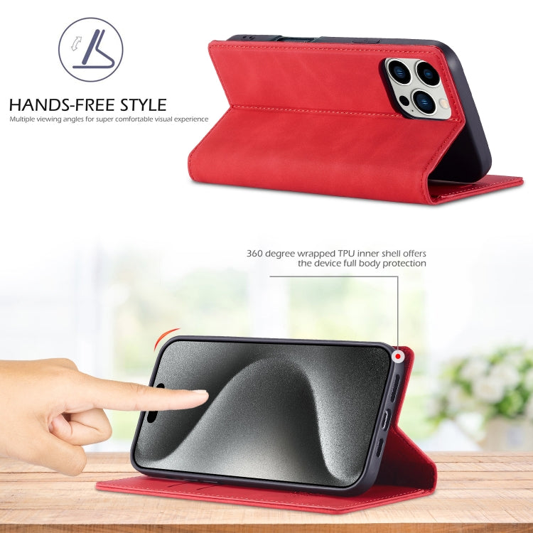 For iPhone 16 Pro LC.IMEEKE Strong Magnetism Microfiber Leather Phone Case(Red) - iPhone 16 Pro Cases by LC.IMEEKE | Online Shopping South Africa | PMC Jewellery | Buy Now Pay Later Mobicred