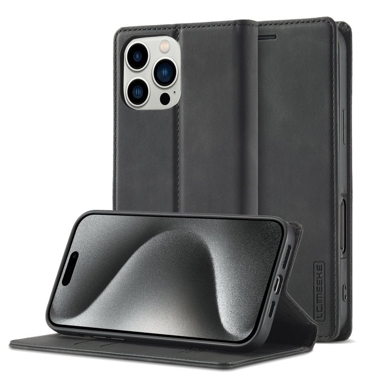 For iPhone 16 Pro Max LC.IMEEKE Strong Magnetism Microfiber Leather Phone Case(Black) - iPhone 16 Pro Max Cases by LC.IMEEKE | Online Shopping South Africa | PMC Jewellery | Buy Now Pay Later Mobicred