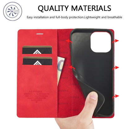 For iPhone 16 Pro Max LC.IMEEKE Strong Magnetism Microfiber Leather Phone Case(Red) - iPhone 16 Pro Max Cases by LC.IMEEKE | Online Shopping South Africa | PMC Jewellery | Buy Now Pay Later Mobicred