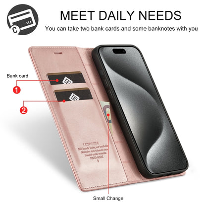 For iPhone 16 Pro Max LC.IMEEKE Strong Magnetism Microfiber Leather Phone Case(Rose Gold) - iPhone 16 Pro Max Cases by LC.IMEEKE | Online Shopping South Africa | PMC Jewellery | Buy Now Pay Later Mobicred